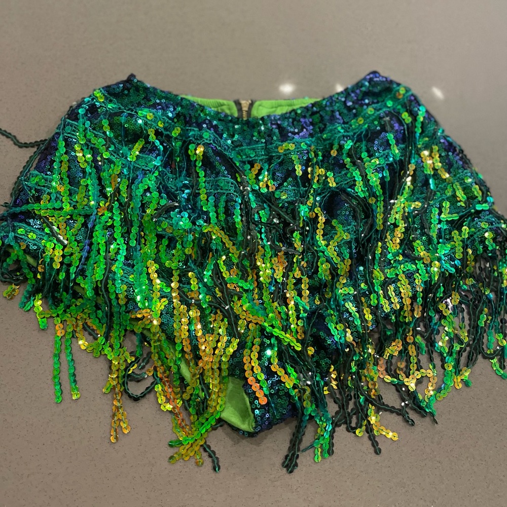 Sparkly green,blue and gold booty shorts